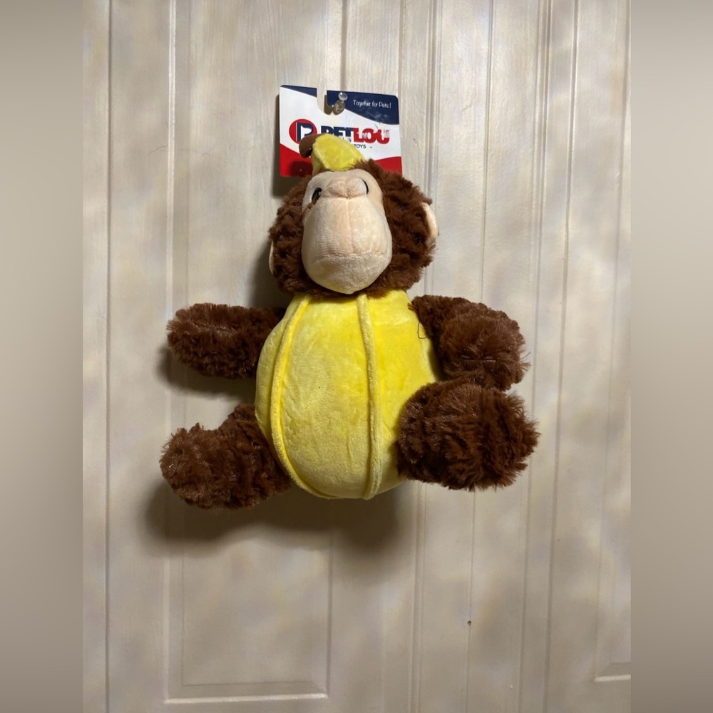 Petlou Monkey Banana Dog Toy 12” Squeaky.